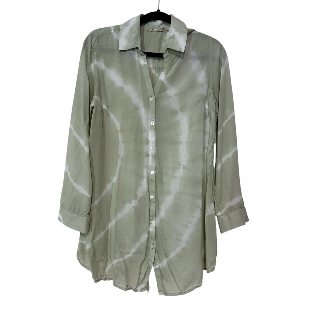 Soft Surroundings Blouse Womens Small Green Sheer Tunic Lightweight Spring